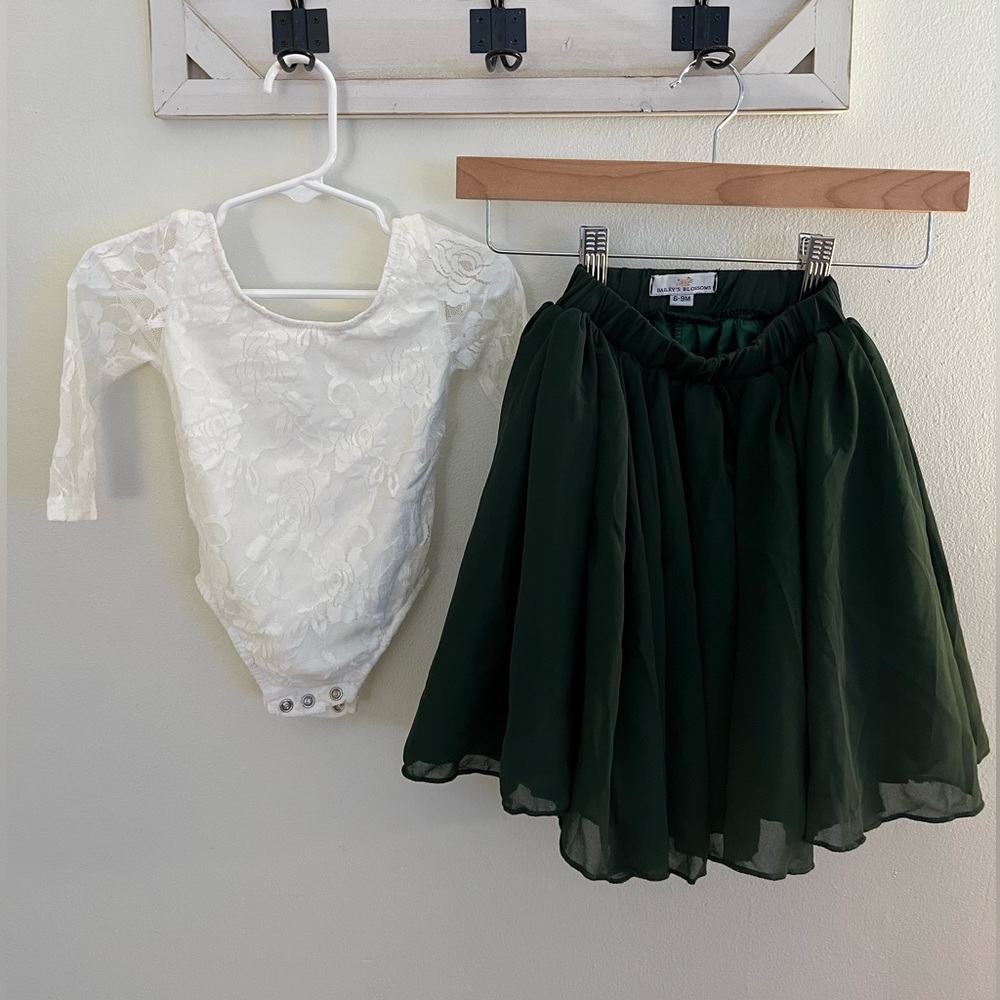 Bailey’s Blossom Holiday/Christmas Skirt & Leotard Set/Outfit — 6-9 Mo - Picture 2 of 13